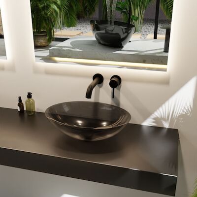 MONDIAZ ZOI Waskom transparant 50cm kleur black