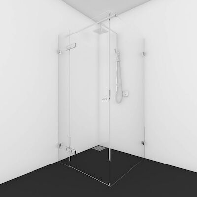 Nisdeur Aan Vast Deel Met Zijwand Incl. Stabilisatiestang Van Rijn Products 8mm Helder Glas HxB Max 200×100 cm Ronde knop