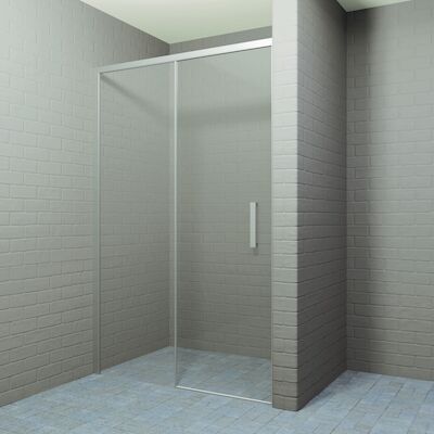 Nisdeur BWS Linea met Vast Paneel 120×200 cm 8 mm Soft Close NANO Glas RVS Look