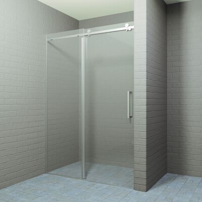 Nisdeur BWS Rollo Schuifdeur 120×200 cm 8 mm Inclusief Stabilisatie Nano Glas RVS Look