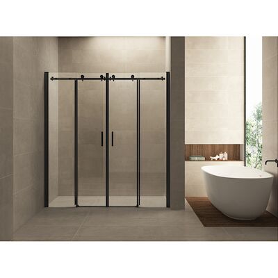 Nisdeur BWS Schuifbaar 4-Delig 180×200 cm Mat Zwart