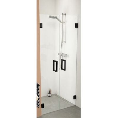 Nisdeur by Sealskin 'I AM' 2 Pendeldeuren 100×200 cm Mat Zwart Helder Antikalk Glas