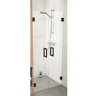 Nisdeur by Sealskin 'i AM' 80×200 cm Pendeldeuren Mat Zwart Helder Glas Antikalk