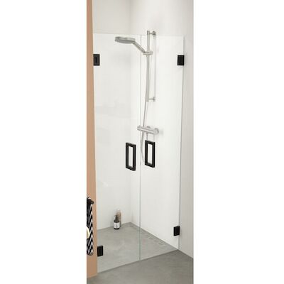 Nisdeur by Sealskin 'I AM' 90×200 cm Pendeldeuren Mat Zwart Helder Glas Antikalk