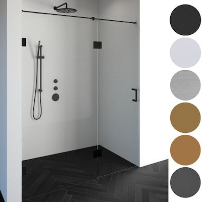 Nisdeur Compleet Just Creating Profielloos 2-Delig (Draaideur Bevestigd op Inloopwand) 140×200 cm 70/70 Koper