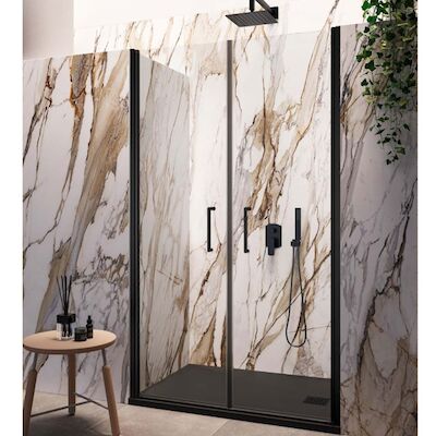 Nisdeur Lacus Giglio Evo Saloon 2 Klapdeuren 80×200 Cm Helder Glas Mat Zwart