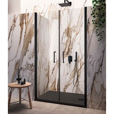 Nisdeur Lacus Giglio Evo Saloon 2 Klapdeuren 90×200 Cm Helder Glas Mat Zwart
