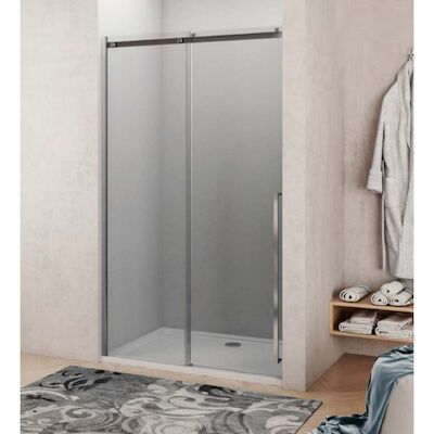 Nisdeur Lacus La Maddalena 160×210 cm Schuifdeur 8mm Helder Glas RVS