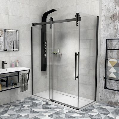 Nisdeur Sapho Volcano Schuifdeur 150×200 cm 8 mm Gecoat Glas Mat Zwart