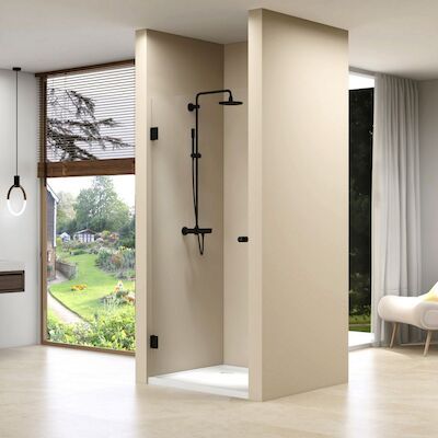 Nisdeur Van Rijn ST01 Profielloos 100×200 cm Helder Glas 8 mm Zwart