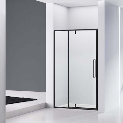 Nisdeur Van Rijn ST04 120×200 cm Helder Glas met Vaste Wand Omkeerbaar incl. Glasbehandeling Mat Zwart