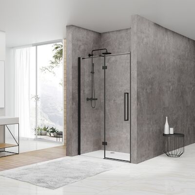 Nisdeur Van Rijn ST05 Draaideur Met Vaste Wand 100×200 cm 8 mm Zwart