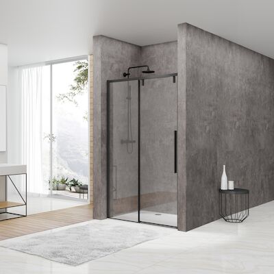 Nisdeur Van Rijn ST06 Schuifdeur Met Vaste Wand 120×200 cm 8 mm Soft Close Zwart