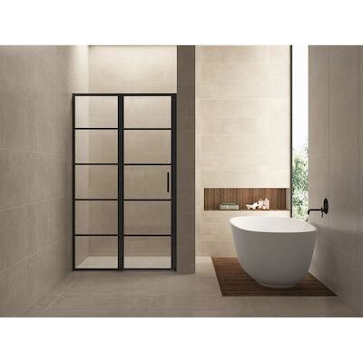 Nisdeur Wiesbaden Horizon met Vast Paneel 100×200 cm 8 mm NANO Mat Zwart
