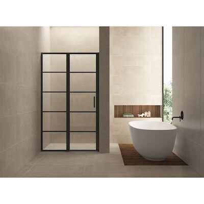 Nisdeur Wiesbaden Horizon met Vast Paneel 140×200 cm 8 mm NANO Mat Zwart