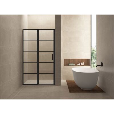Nisdeur Wiesbaden Horizon met Vast Paneel 90×200 cm 8 mm NANO Mat Zwart