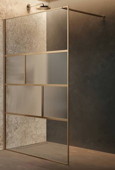 Novellini H Art HC Inloopdouche 97-98,5×200 cm Brushed Gold Linea 2 Glas