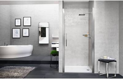Novellini Young 2.0 Douchedeur voor nis 80×200 cm Mat Zwart/Helder Glas