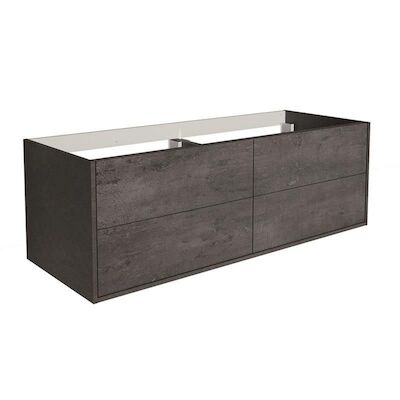 Onderkast Allibert Marny 120×53,5×47,2 cm met Vier Lades Donker Beton (dubbele wastafel optioneel)