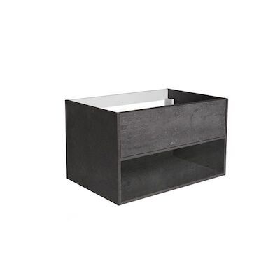Onderkast Allibert Marny 80×53,5×47,2 cm met Lade en Nis Donker Beton (wastafel optioneel)