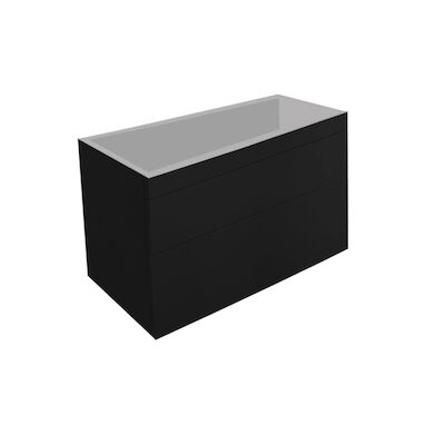 Onderkast Best Design Beauty Greeploos 100 cm Softclose Mat Zwart Incl. Wastafelblad (Keuze uit 4 kleuren)