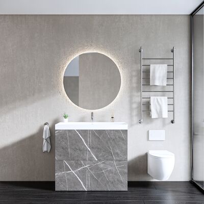 Onderkast Gliss Design Hades 2 Softclose Laden 100×84.5x45cm Pietra Grijs Marmer (wastafel keuze)