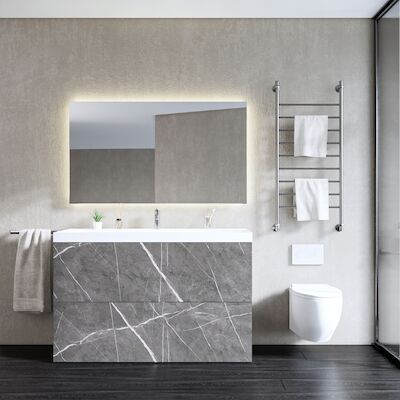 Onderkast Gliss Design Hades 2 Softclose Laden 140×84.5x45cm Pietra Grijs Marmer (wastafel keuze)