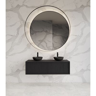 Onderkast Gliss Design Heronimus 120x45x35 cm 2 Laden Met Topplaat Black Veneer