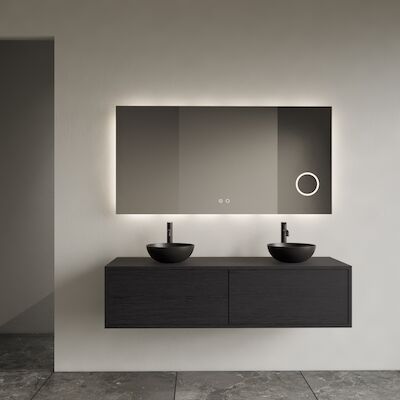 Onderkast Gliss Design Joa Black Veneer 140 CM 2 Laden Incl.Topplaat