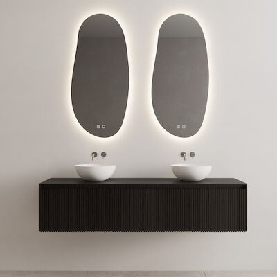 Onderkast Gliss Design Timotheus 200 CM 2 Lades Incl Topplaat Black Veneer