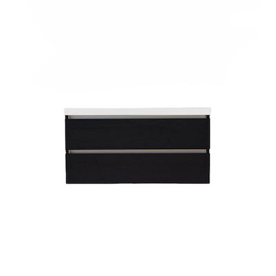 Onderkast Sanilux Trendline Met Greeplijst Aluminium 120x47x52 Cm Black Oak