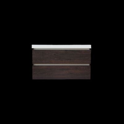 Onderkast Sanilux Trendline Met Greeplijst Aluminium 120x47x52 Cm Brown Oak