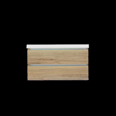 Onderkast Sanilux Trendline Met Greeplijst Aluminium 120x47x52 Cm Naturel Oak
