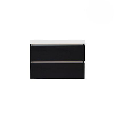 Onderkast Sanilux Trendline Met Greeplijst Aluminium 80x47x52 Cm Black Oak