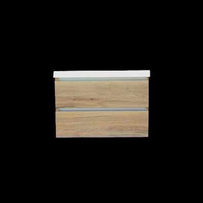 Onderkast Sanilux Trendline Met Greeplijst Aluminium 80x47x52 Cm Naturel Oak