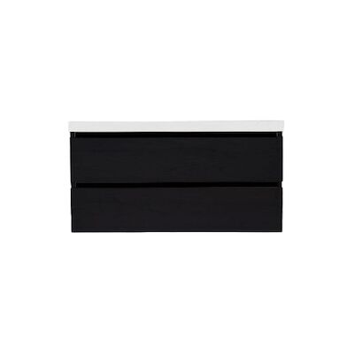 Onderkast Sanilux Trendline Met Greeplijst Mat Zwart 100x47x52 cm Black Oak