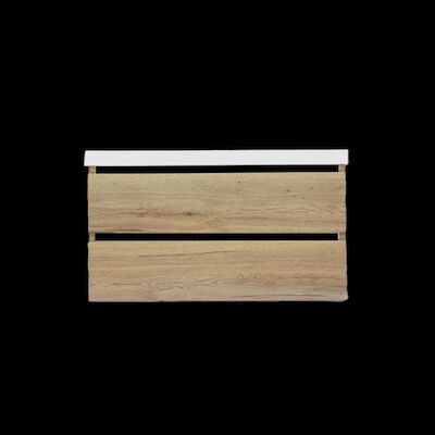 Onderkast Sanilux Trendline Met Greeplijst Mat Zwart 100x47x52 cm Naturel Oak