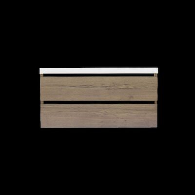 Onderkast Sanilux Trendline Met Greeplijst Mat Zwart 100x47x52 cm Tabak Oak