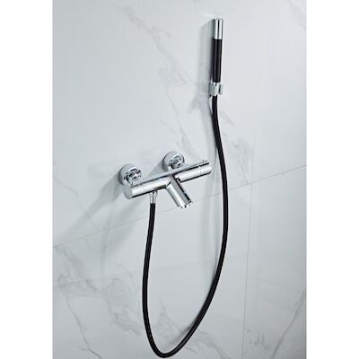 Opbouw Badkraan BWS Talpa Pro Thermostatisch met Mat Zwarte Handdoucheset