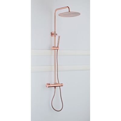 Opbouw Regendouche Set BWS Copper Thermostatisch Staaf Handdouche Geborsteld Koper 30 cm
