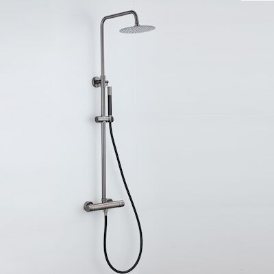 Opbouw Regendouche Set BWS Exclusive Pro Ronde Hoofddouche 20 cm Gunmetal