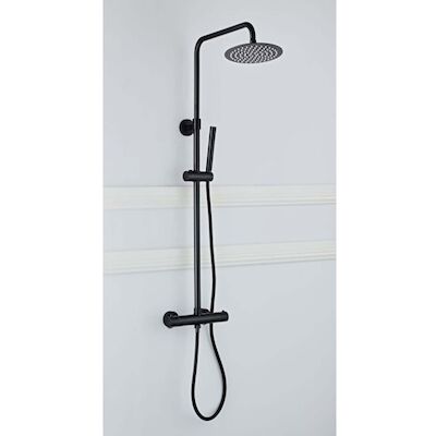 Opbouw Regendouche Set BWS Ronde Hoofddouche 20 cm Mat Zwart