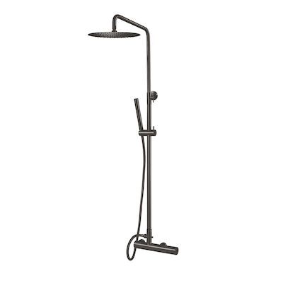 Opbouw Regendoucheset Qisani Flow Thermostatisch Geborsteld Gun Metal