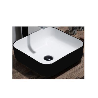 Opbouw Waskom BWS Premium 40x40x14 cm Wit met Mat Zwarte Buitenkant