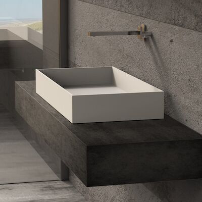 Opbouw Waskom Ideavit Solidjoy 75×37,5×11 cm Solid Surface Mat Wit