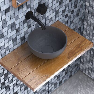 Opbouw Waskom Ideavit Solidmicro 23×11.5 cm Solid Surface Mat Donker Grijs