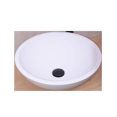 Opbouw Waskom Rond BWS New Stone 41×15 cm Solid Surface Mat Wit