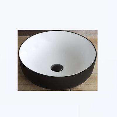 Opbouw Waskom Rond BWS Pura 42×13 cm Wit met Zwarte Buitenkant