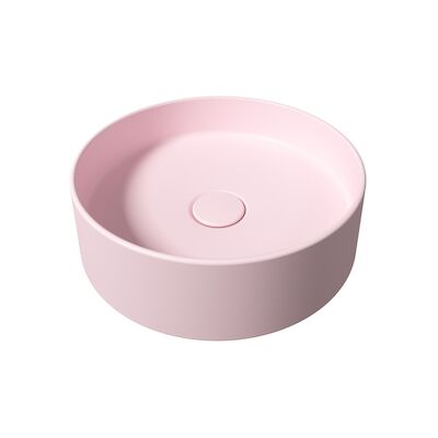 Opbouw Waskom Salenzi Hide Circle 40×12 cm Mat Roze (inclusief bijpassende afvoerplug)