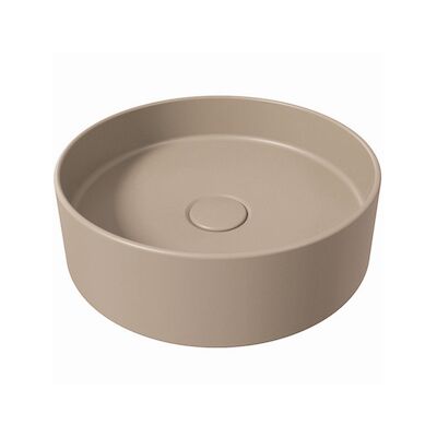 Opbouw Waskom Salenzi Hide Circle 40×12 cm Mat Taupe (inclusief bijpassende afvoerplug)